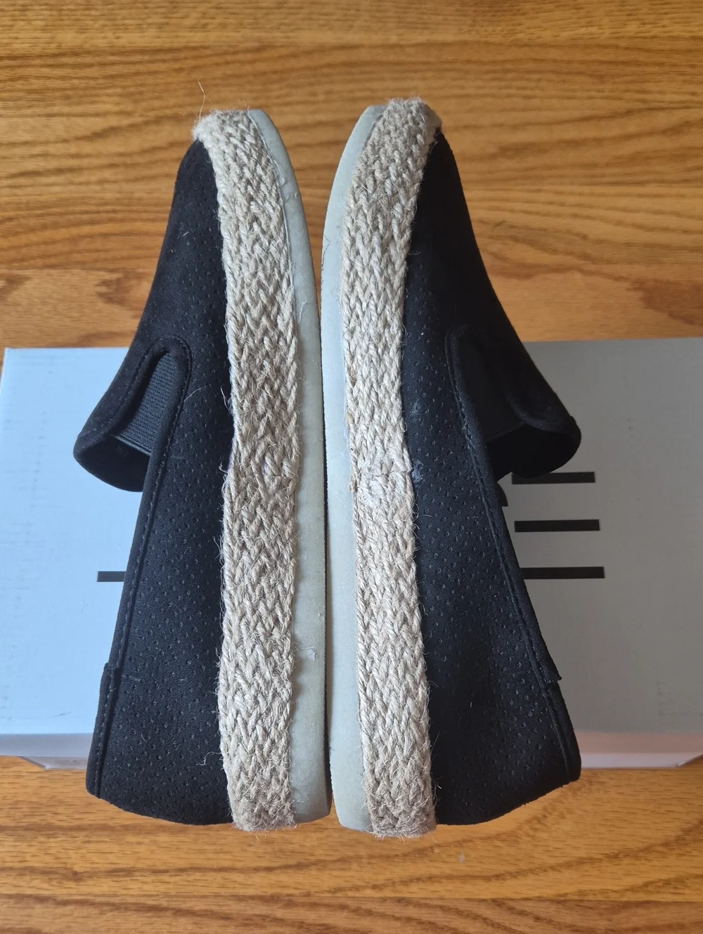 Esprit Black Slip-On Espadrilles with Jute Trim